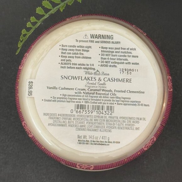 BBW Snowflakes & Cashmere White Barn Bath & Body Works 3 Wick Candle - Picture 10 of 10